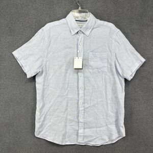 Porter & Ash‎ Linen Shirt Mens Large Light Blue Short Sleeve Lightweight Relaxed